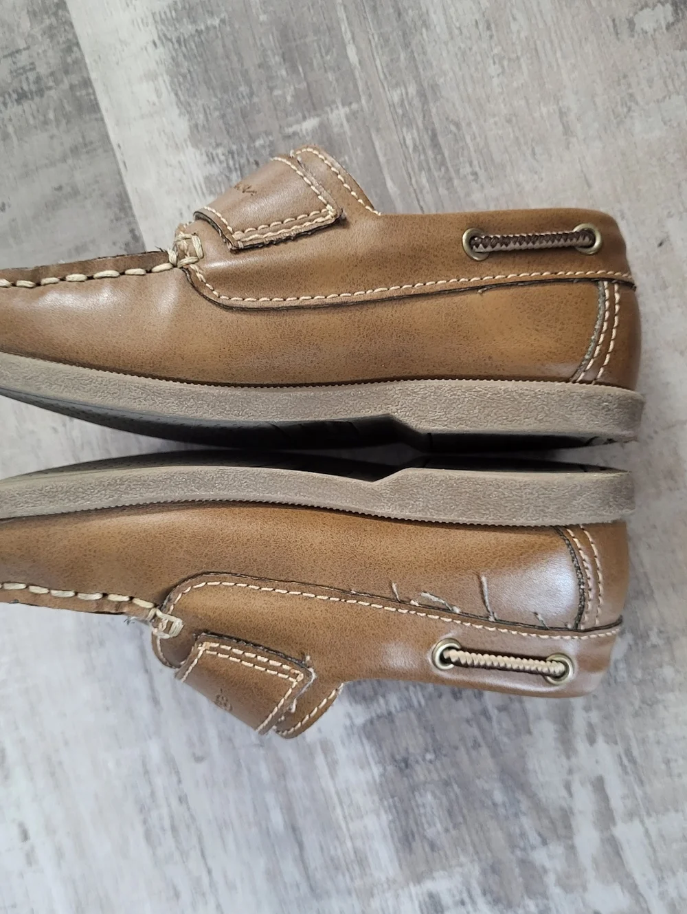 Eddie Bauer Toddler Boy Velcro Boat Dress Shoes Brown Farmer Old Money Church